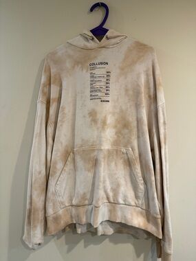 Collusion Men's Beige Tie-Dye Crewneck Hoodie
